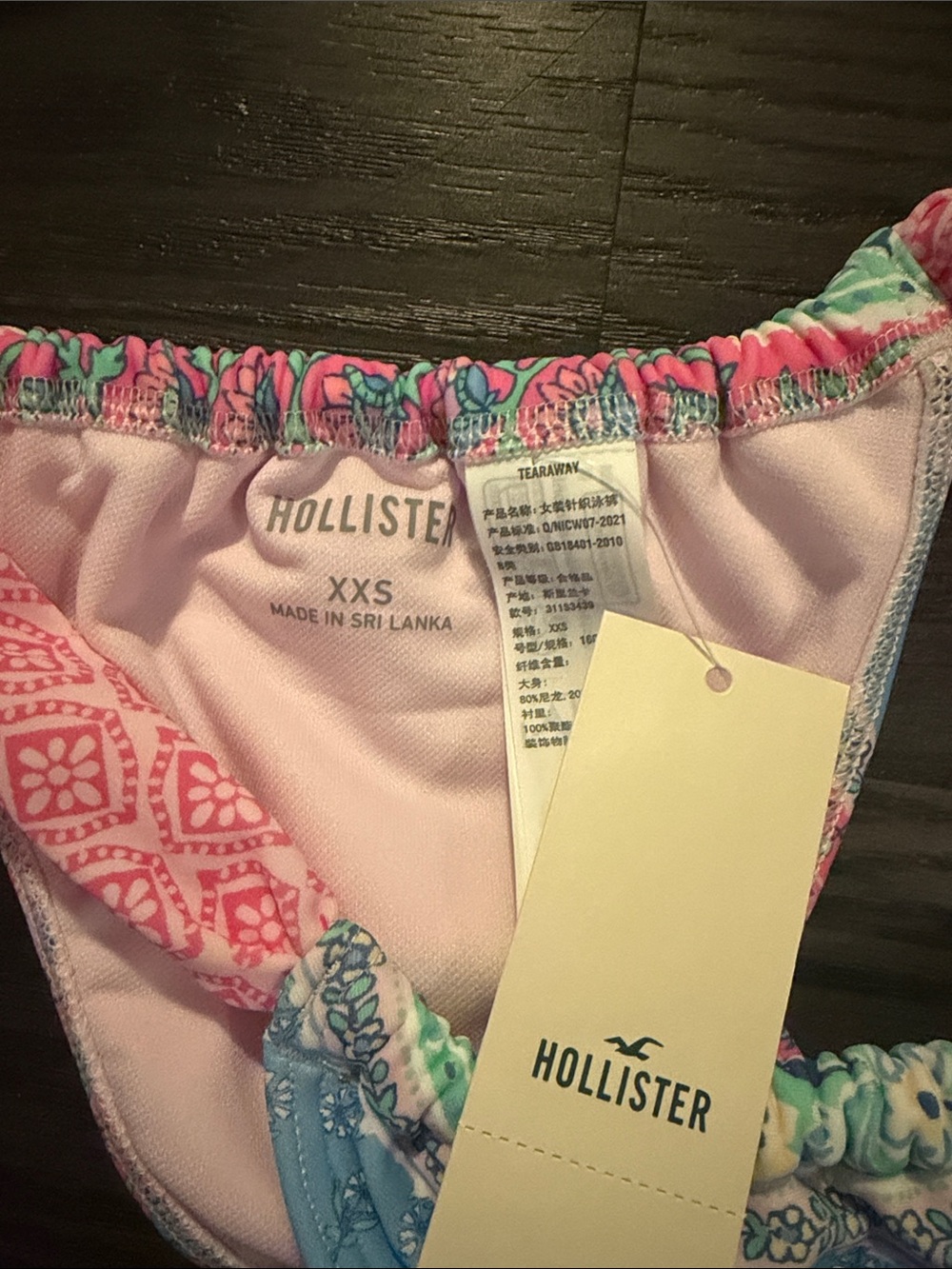 Hollister Pink & Blue Patterned Bikini Bottoms - Picture 3 of 3